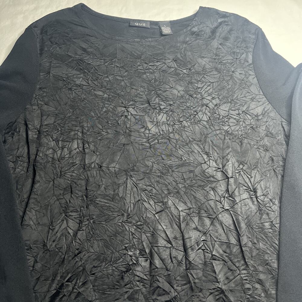 Q.U.E Women’s Black Blouse Mesh Sleeves Size L
